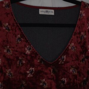 Red Velvet Floral Dress